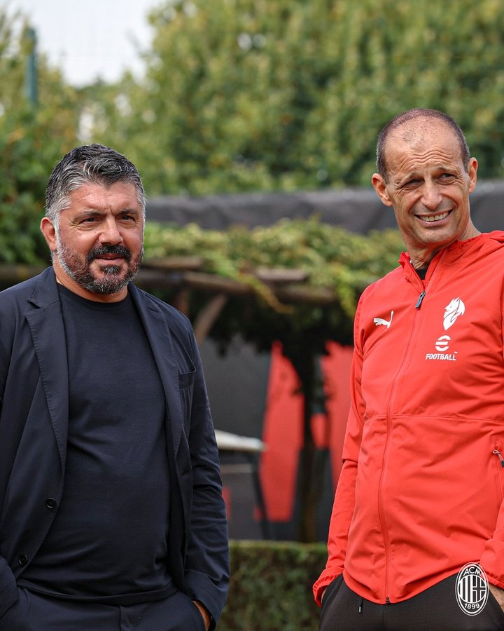 九游游戏-回家！加图索重返米兰内洛，俱乐部社媒晒他与阿莱格里合照